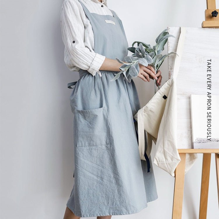 Cotton Simple Home Woman Apron(Grass Green) - Image 5