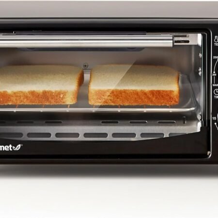 Elite Gourmet ETO236 Personal Compact 2 Slice Countertop Toaster Oven with 15 Minute Timer & Adjustable Temperature, Bake, Broil, & Toast, Black